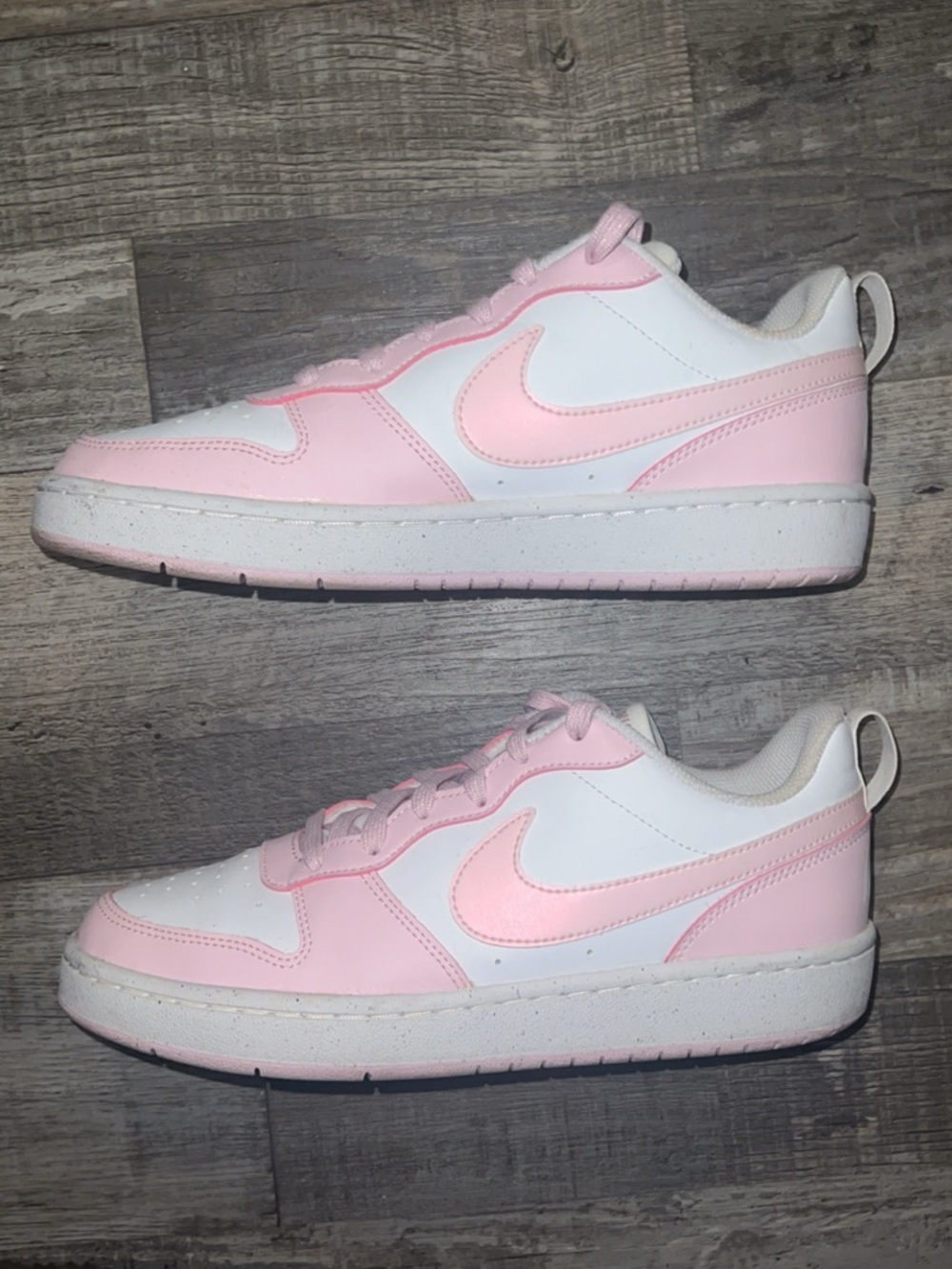Nike Court Borough Low Sneakers in White & Light Pink